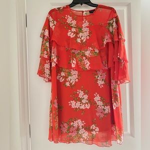 Women’s Red tiered dress floral print - size XS